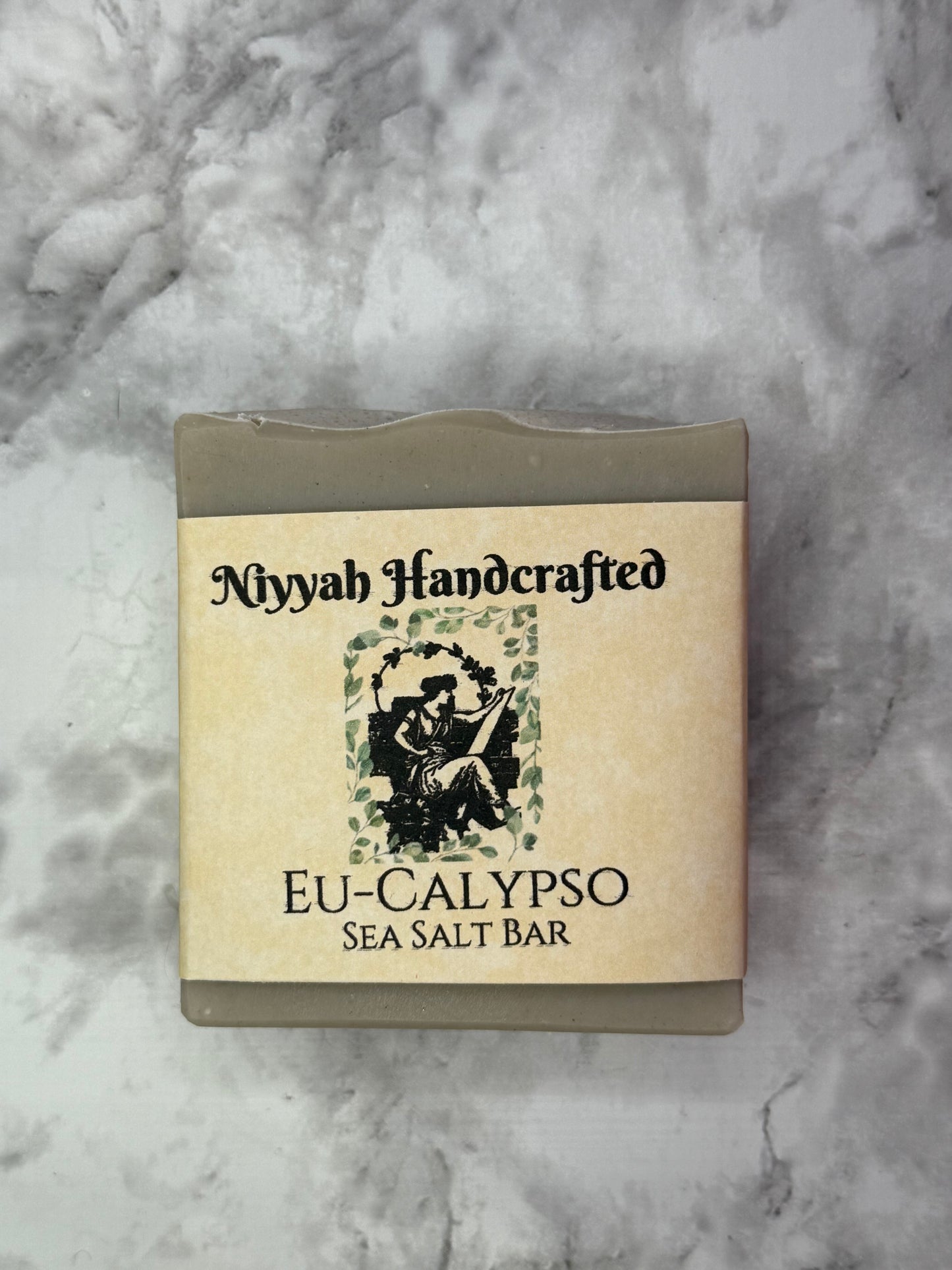 Labeled soap against marbled background